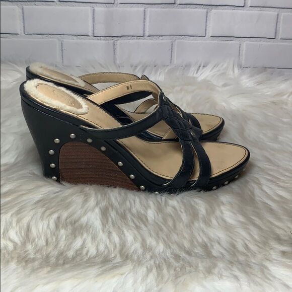 UGG Black Leather Studded Strappy Mules Sz… - Picture 4 of 6